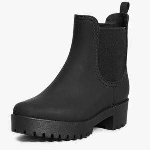 JEFFREY CAMPBELL CHUCKY PLATFORM MATTE BLACK CLOUDY RAIN BOOTIES 7.5
